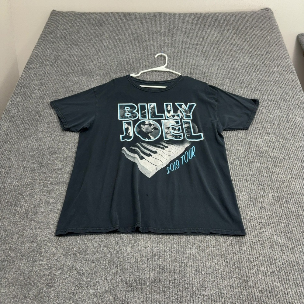 Billy Joel Fruit of the Loom T Shirt L Black Cotton 2019 Tour Concert Rock Style